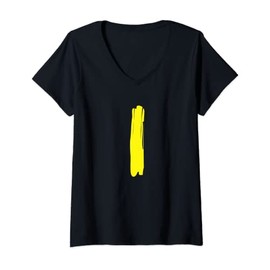 Womens Creative Bold Yellow Letter I - Design Alphabet - Marker V-Neck T-Shirt