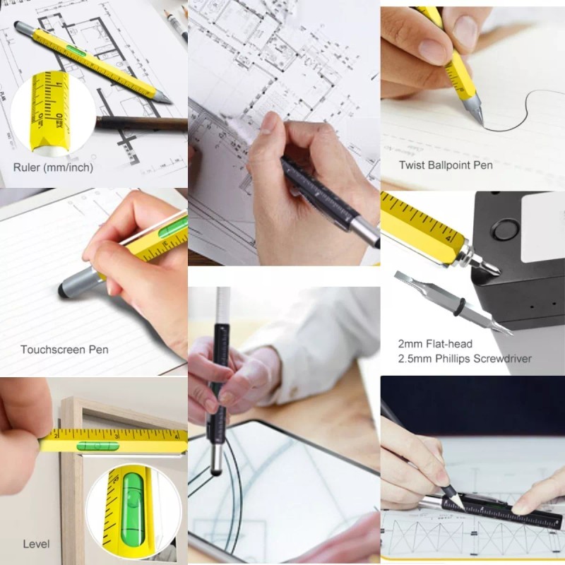 Veraly Pluma 6 En 1 Multifuncional Desarmador Regla Nivel 1pz