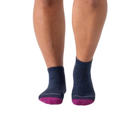 Wide Open No Show Women's Socks - Merino Wool Socks for Women, Everyday Wide, Ankle Wide Feet - Denim, Large
