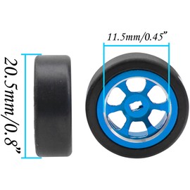 4PCS ShareGoo Metal Wheel Rims & Plastic Drift Tires Tyre 6-Spoke Compatible with Wltoys K969 K989 P929 Kyosho Mini-Z Mini-Q Mini-D 1/28 RC Drift Rally Car (Blue)