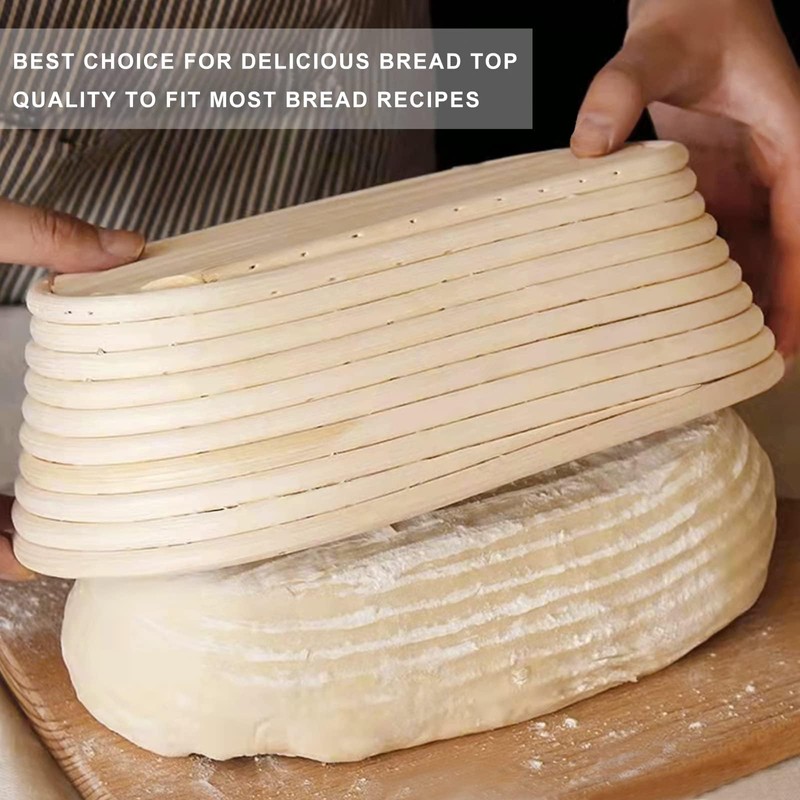 2 Packs 10 inch Oval Shaped Banneton Proofing Basket Set,
