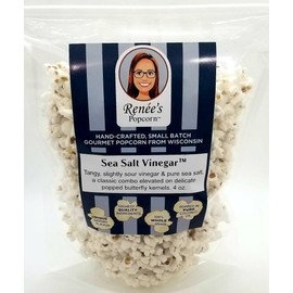 Renée’s Sea Salt and Vinegar™ Gourmet Popcorn -tangy slightly sour vinegar and pure sea salt, creates a classic combo elevated on fresh popped corn, snack or gift – resealable, 8.5oz family size bag.