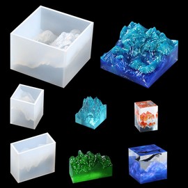 FineInno - Moldes de resina de montaña, moldes de silicona Iceberg para resina epoxi, moldes de fundición de micropaisaje, manualidades de arcilla polimérica, pisapapeles