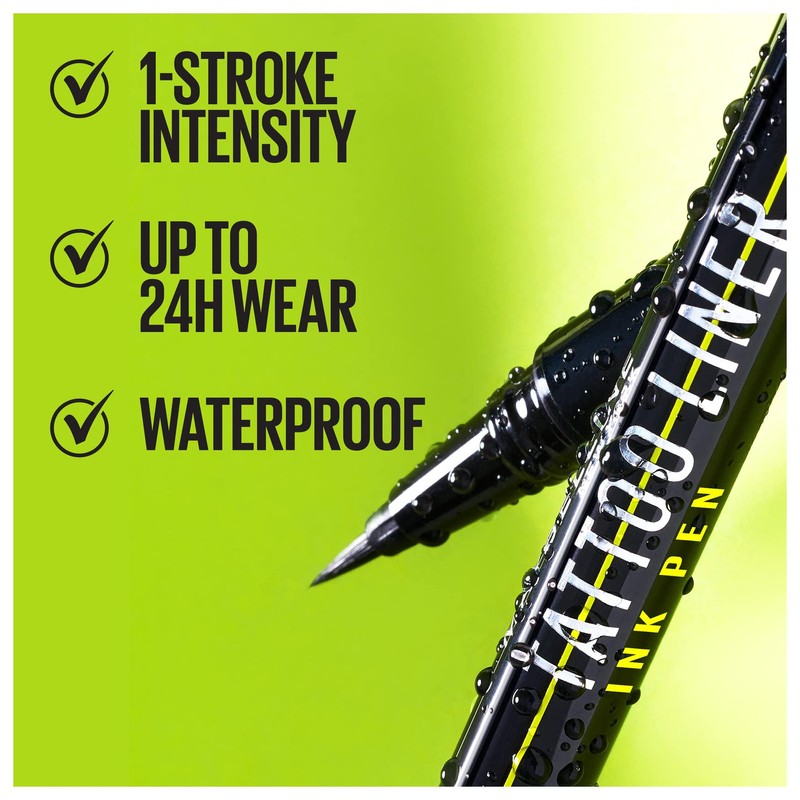 Maybelline Pen Eyeliner, Waterproof, Brush Tip Liner, Precise Lines, Tattoo