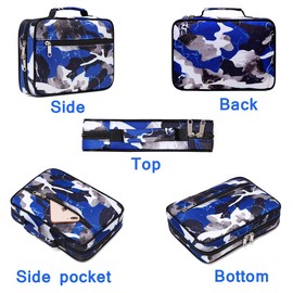 Bible Cover for Boys Kids Scripture Carrying Case with Handle Pockets Childrens Toddler LDS Handbook Good Holy Book Protector Pouch Teens Church Bag Hope Journaling Storage Organizer Blue Camo Soft