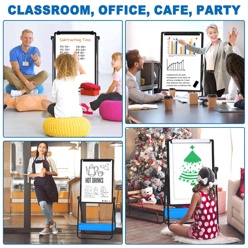 Dry Erase White Board with Stand Double Sided 28"X20" Magnetic