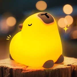 TCMOT Cute Capybara Night Light for Kids, 3-Level Dimmable Nursery Nightlight, Silicone Squishy Light Up Gifts, Rechargeable Bedside Touch Lamp for Breastfeeding Toddler Baby Kids Decor