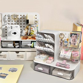 LIYAOLI Desktop Organizer With Drawers,Set of 2 Desk Organizer Desktop Drawers for Office Desk Accessories stationary organizer,Marker Organizer for Desk Art Supply Organizer (A & B)