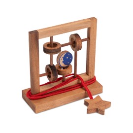 Moon and Star - String Puzzle - Thinking Game - Puzzle Game - Patience Game - Logic Game Made of Wood
