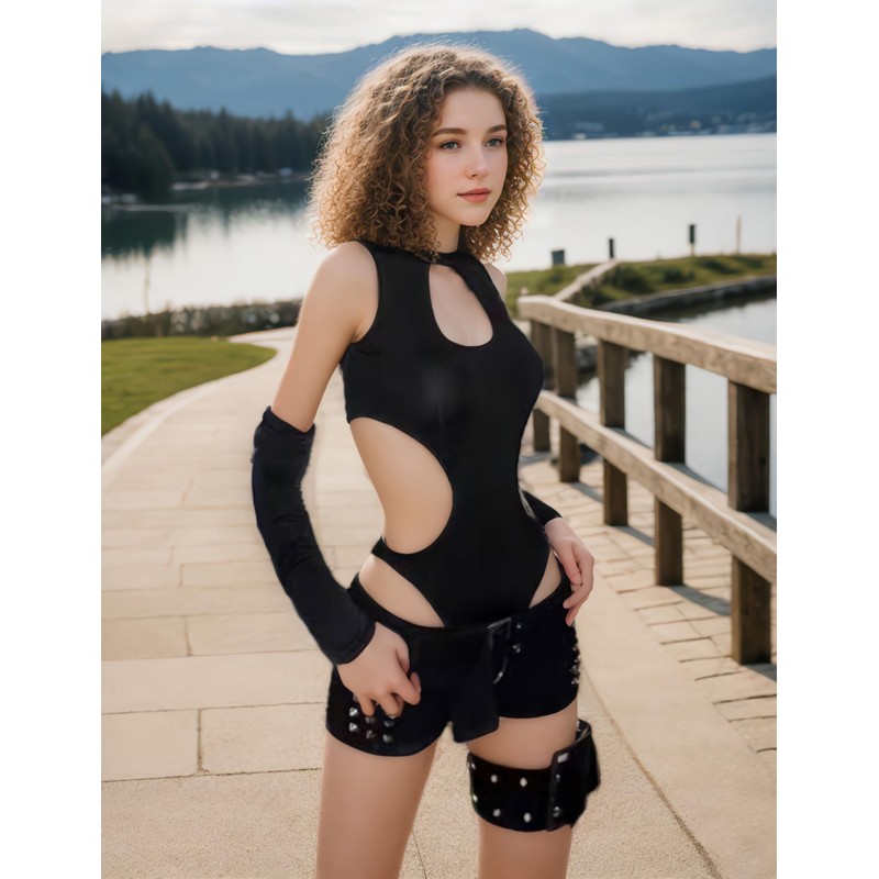Vidpeak Streetwear Rave Outfits for Women Y2K Long Sleeve Cutout