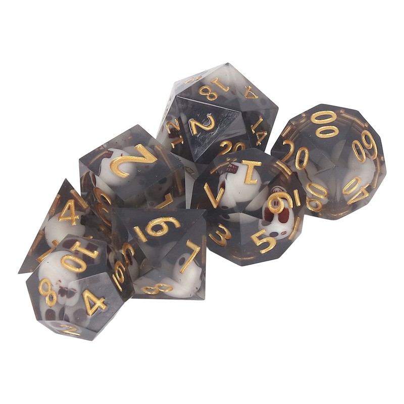 Polyhedral Dice Set Role Playing Epoxy Resin Transparent Skull Dice