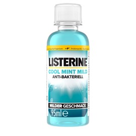 Listerine LISTERINE Cool Mint Mild (95 ml), antibakterielle Mundspülung mit ätherischen Ölen & ohne Alkohol, mildes Zahnpflege Mundwasser, reduziert Zahnbelag, bekämpft wirksam Mundgeruch