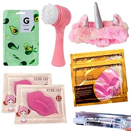 KIT MAQUILLAJE PARA PIEL PERFECTA - CEPILLO LIMPIADOR FACIAL SKIN CARE CON MASCARILLAS DIADEMA Y CIDO FACIAL  SET MAQUILLAJE SKIN CARE PARA PIEL...   