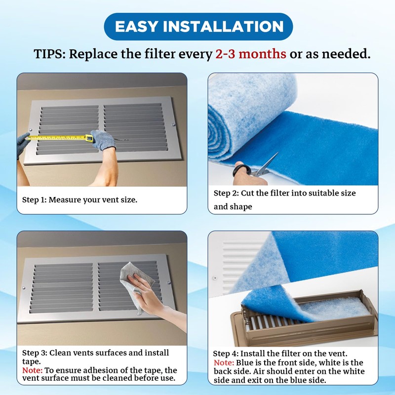 Air Vent Filters Roll, 120" x 12" Cut to Fit