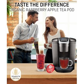 Organic Raspberry Apple Black Tea Pods for Keurig - Naturally Caffeinated Fruit Tea by Teavity (12 Tea Pods)