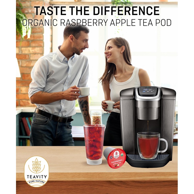 Organic Raspberry Apple Black Tea Pods for Keurig - Naturally