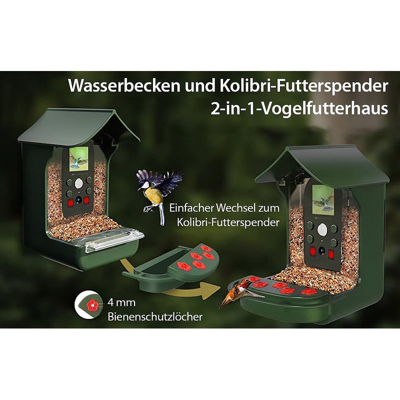 VisorTech Bird House Camera: Bird Feeder & Feeder, Full HD