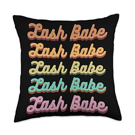 Retro Lash Babe Quotes For Eyelash Lover Artist Tech Retro Lash Babe Throw Pillow, 18x18, Multicolor