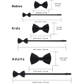 WELROG Classic Pre-Tied Bow Tie Kids & Men’Formal Solid Tuxedo Gabardine Adjustable Bow ties Necktie for Adults & Children for Wedding Party Fancy Plain Bowties (Black)