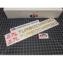 2.7L Turbocharged Decals (2pk) Turbomax Hood Fender Accent Stickers Fits 2024 2025 Silverado Colorado (Metallic Gold & Red)