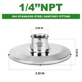 TAISHER 1PCS 2" Tri Clamp to 1/4" NPT Male Stainless Steel Sanitary Fitting Home Brew Connector (Ferrule OD 64mm)
