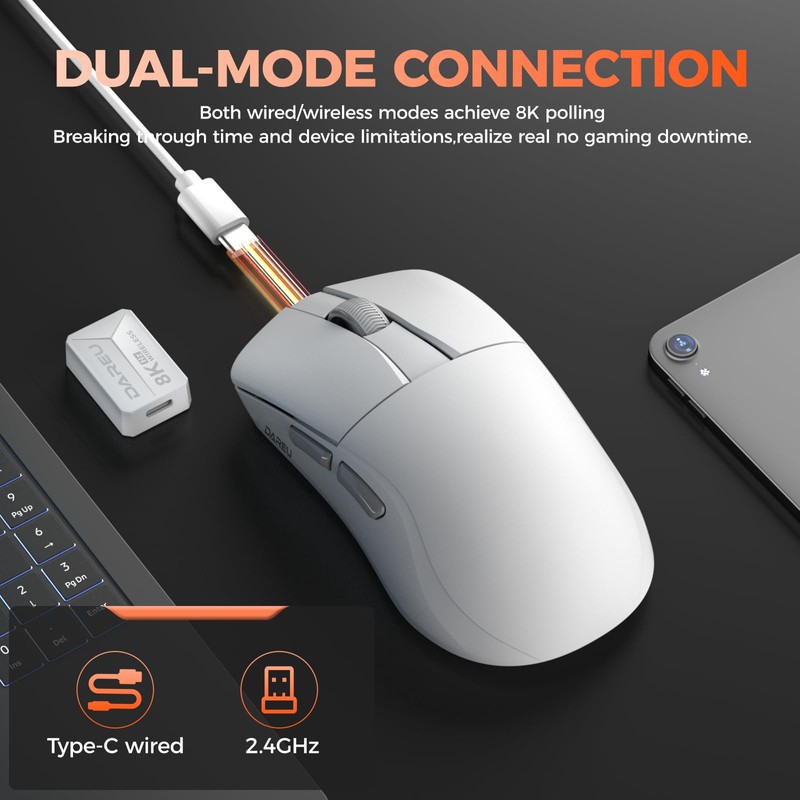 DAREU A950 Wing 8K Lightweight Wireless Gaming Mouse 1.23oz (35g),