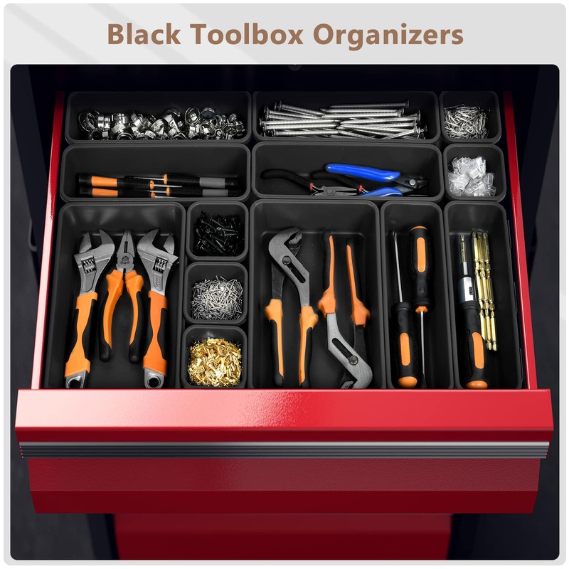 A-LUGEI【𝟰𝟲𝗣𝗖𝗦 & 5 Size】Tool Box Organizer Tray Divider Set, 【Black】
