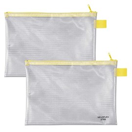 VELOFLEX A270500 Zip Pocket DIN A5, 2 Pieces, 250 x 180 mm, Fabric Reinforced PVC Document Bag