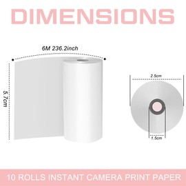 Thermal Print Camera Paper Rolls Thermal Paper for Kids Camera Refill Paper 12 Rolls White Printing Paper Till for Credit Card Instant Print Camera