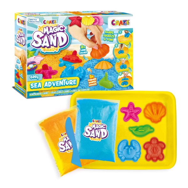 Craze Magic Sand Sea Adventures, Kinetic Sand Set, 600 g,