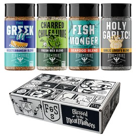 Fire & Smoke Society Seasoning Variety Pack | BBQ Rubs for Smoking and BBQ Seasonings for Grilling | Gifts for Dad, Men Gifts | Large Spices Set (4-Pack)