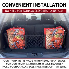 Envelope Style Trunk Cargo Net with 3 Pockets for Ford Explorer 2020-2023 - Car Accessories - Premium Trunk Organizers and Storage - Cargo Net for SUV - Vehicle Carrier Organizer for Ford Explorer