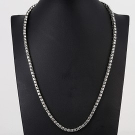 Slay Queen w/Ladies on Fire Hip Hop 3pc Jewelry Tennis Necklace, Bracelet and Earrings Bling Set - TPBE-01 (18, Silver)