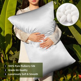 Utukky 100% Mulberry Silk Pillowcase for Hair and Skin - Ultra Premium 6A Grade Silk Pillow Case - Envelope Enclosure - Breathable Cooling Pillow Cover