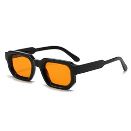 LJCZKA Retro Sunglasses Rectangular Women Men Vintage Small Square Sunglasses Fashion Unisex UV400 Protection, black / orange