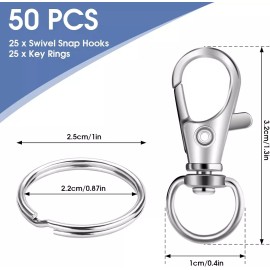 Unbranded 50PCS in 25Sets,Metal Swivel Lobster Claw Clasps,Keychai