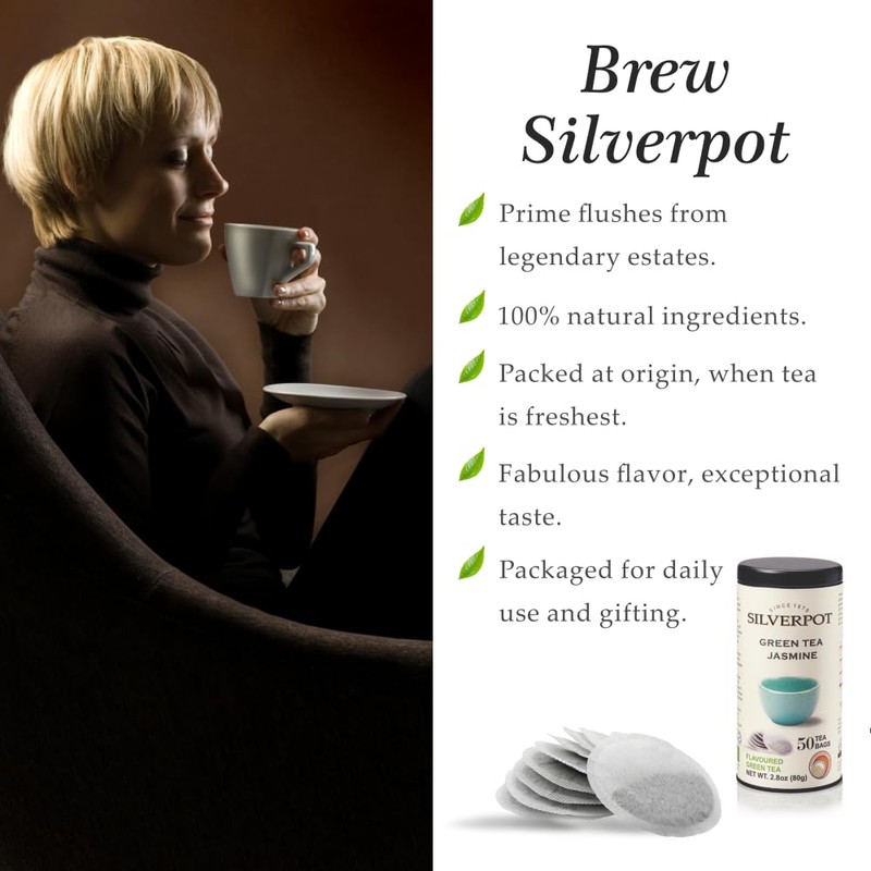 Silverpot Green Tea with Jasmine - 50 Round Tea Bags