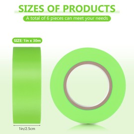 Chinco 6 Pieces Flourescent Flagging Tape Neon Ribbon Multipurpose Plastic Ribbon 30m x 6 Rolls Non Adhesive Tree Marking for Boundaries and Hazardous Areas Workplace(Fluorescent Green, 1 Inch)