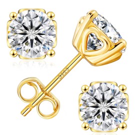KRKCLIFE Moissanite Earrings for Women Men, 1.2 Carat 14K Gold Diamond Studs Earrings with Heart Pattern, D Color, VVS1, 925 Sterling Silver Hypoallergenic Jewelry for Sweetheart