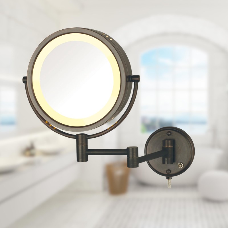 JERDON Wall-Mounted Magnifiying Makeup Mirror with Lights - Direct Wire
