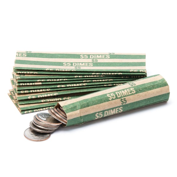Dime Coin Wrappers, 100 Flat Striped Coin Wrappers