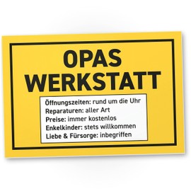 DankeDir! Opas Werkstatt - Schild 30 x 20 cm - Großvater Heimwerker Weihnachten Geburtstag Vatertagsgeschenk Geschenkidee - Handwerker Vatertag Geschenk Geburtstagsgeschenk Opi