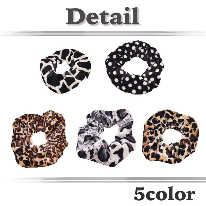 WHITE FANG ZA009 Women's Scrunchie Hair Rubber Leopard Pattern Leopard