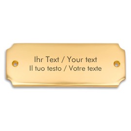 eckig 12,5 x 4,5 cm Brass Engraved Door Sign, Name Sign for Bell/Apartment Sign/Engraving Plate Sign for Letterbox/Office Room sign entrance sign with drill holes