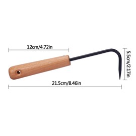 TiSkying Hand Weeder, Garden Weed Hook, Manual Weed Cutter, Cultivator with Wooden Handle, Single Claw Hook