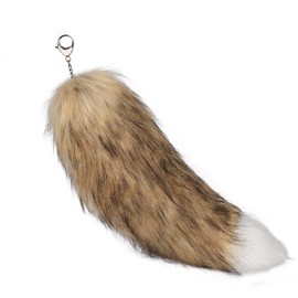 VOOCYE Tail Keychain, Foxtail, Foxtail Key Chain, Pendant, Bag Charm, Keychain, Cute, Fluffy, Fox, Plush Phone Strap, Keys, Decoration, Lightweight, Birthday, brown white B