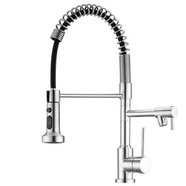 Pirooso 3 in 1 Kitchen Faucet with Sprayer & Drinking Water - Brushed Nickel Stainless Steel RV Faucet, 3-Way RO System Faucet with Dual Function Spray Head
