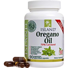 Island Nutrition, Oregano Oil Capsules, Organic Ingredients - Super-Strength, Grown in Spain, 90-ct Liquid-Filled - Organic Oil of Oregano Capsules with Enhanced Delivery
