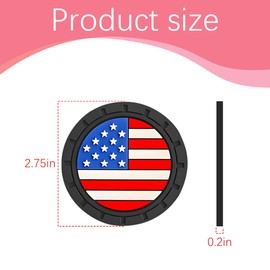 LKAHG 4PCS American Flag Car Cup Holder Coasters, Anti Slip 2.75 Inch Vehicle Insert Cup Holder Mat, Shockproof Embedded Drink Pad, Universal Automotive Interior Decor Accessories (Multicolor)