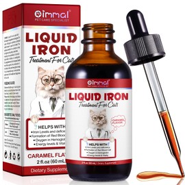 Liquid Iron Supplements for Cats, Cat Supplement with Vitamin C and B12, Supports Anemia, Promotes Blood Health, Helps with Formation of Red Blood Cell, Easy Digest and Absorbed, 60ML